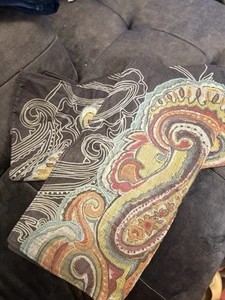 Pottery Barn 2 Paisley Embroidered Beads Gray Orange 24 x 24 Pillow Cover - Picture 1 of 9