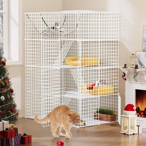 YITAHOME Large Cat Cage Indoor, Enclosure Metal Wire 4-Tiers Cat Kennels with 4 - Picture 1 of 9