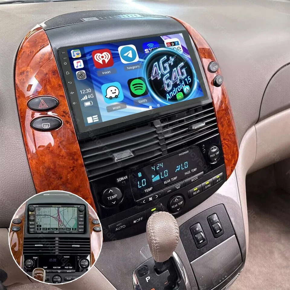 Para 2004-2010 Toyota Sienna Android 15 Apple Carplay rádio de carro estéreo GPS navegação - Imagem 1 de 4