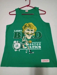 Mitchell & Ness Larry Bird Caricature Green Small Tank Top NBA Boston Celtics - Picture 1 of 6