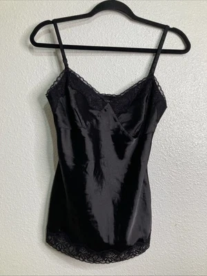 Vintage GUESS Y2K Black Lace Trimmed Babydoll Camisole Witchy Goth Grunge Sz S - Image 1 of 4