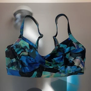 Athleta Swim Bikini Top FLORAL STRAPPY Sz 32D/DD Multicolor Stretch Athleisure - Picture 1 of 6