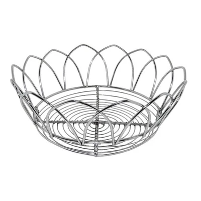 "Cesta de frutas vintage de alambre de metal acabado cromado 9,5""" Foto 1 de 4