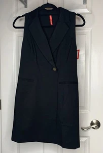 NWT Spanx Ponte Vest Dress Classic Black Sz XS Sleeveless V Neck Collar Button - Picture 1 of 7