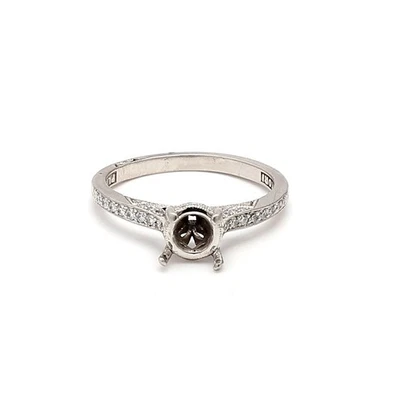 Tacori 0.32 Carat Round Brilliant G VS1 Diamond White Platinum Semi Mount Ring Foto 1 de 4