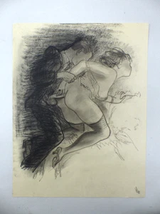 Alexander Szekely Erotische Darstellung Kohlezeichnung signiert AL 1935 Blatt 16 - Picture 1 of 5