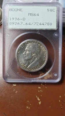 1936 D Boone Silver Half Dollar 50C Rattler PCGS MS64                       5379 - Image 1 of 4