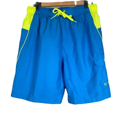 Speedo Mens Blue Neon Yellow Swim Trunks With 50 SPF Protection Size Large Beach - Image 1 of 4