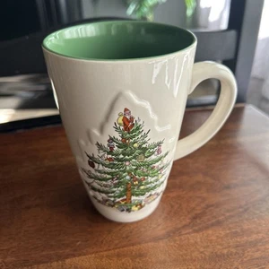Spode Christmas Tree Tall 22 Ounce Latte Coffee Mug w/Green Interior - Picture 1 of 7