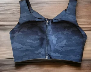 Lululemon Enlite Front Zip Up Sports Bra Womens 34DD Black Incognito Camo - Picture 1 of 15