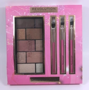 Revolution Beauty Shimmer Glam 4 Piece Makeup Gift Set - 3 Brushes & Eye Shadow - Picture 1 of 2