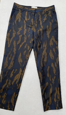 Pantalones de vestir para mujer 3.1 Phillip Lim metalizados bronce azul estampado jacquard 4 Foto 1 de 4