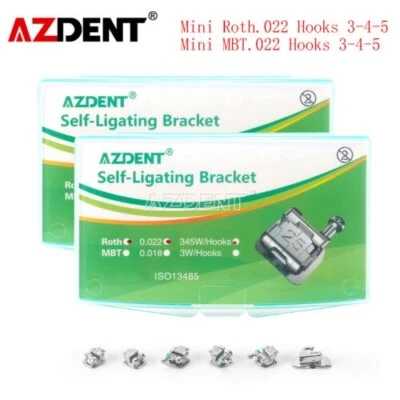 Ортодонтические самолигирующиеся кронштейны AZDental скобы крючки Mini Roth/MBT.022 345 - Изображение 1 из 4