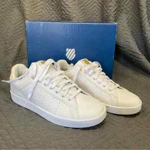 K Swiss Women’s Size 10 White with Gold Clean Court CMF memory foam NIB - Picture 1 of 9