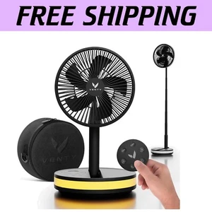 Wireless Rechargeable Fan with 4 Speeds & LED Light - Ideal for Travel & Camping - Picture 1 of 11