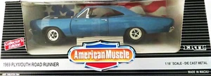1969 PLYMOUTH ROADRUNNER 426 HEMI NEW 1/18 ERTL AMERICAN MUSCLE JAMAICAN BLUE - Bild 1 von 17