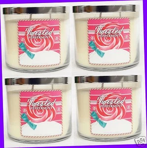 4 Bath & Body Works GEDREHTE PFEFFERMINZE 14,5 Unzen große 3-Docht-Kerze SET - Bild 1 von 1