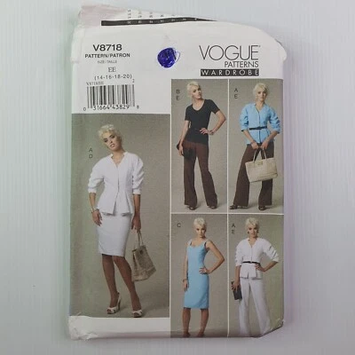 Vogue Patterns V8718 Misses Jacket Dress Top Skirt Pants Size 14 16 18 20 - Image 1 of 3