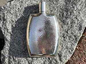 Antique Large Massive Sterling Silver Hip Flask hammered with Shot Glass 193g - Picture 1 of 6