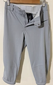 Nike NEW Dri-Fit Grey Womens L Game Fastpitch 3/4 Softball Baseball Pants AV6718 - Picture 1 of 4