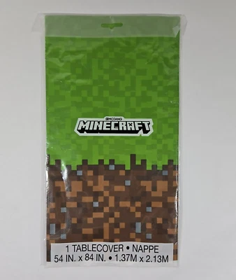 "CUBIERTA DE MESA DE PLÁSTICO PARA FIESTA DE FELIZ CUMPLEAÑOS DE MINECRAFT 54"" X 84""" Foto 1 de 4