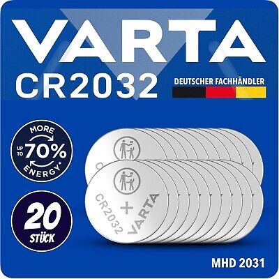 20 X Varta CR2032 DL2032 BR 2032 Knopfzellen Batterien NEU + Aus 2022 + MHD 2032 • 7.33€