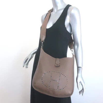 Hermes Evelyne III 33 GM Hobo Bag Etoupe Clemence Leather Crossbody - Image 1 of 4