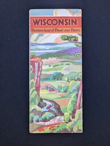 Folleto de colección década de 1930 WISCONSIN VACATIONLAND BOSQUES Y AGUAS - Imagen 1 de 6