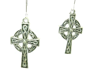 New Beautiful CELTIC CROSS with Knots Silver-tone Dangle Earrings 2" Long - Picture 1 of 3