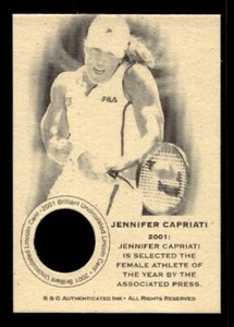 #TN0144 JENNIFER CAPRIATI 2001 Penny Collector Tennis Coin Card