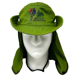 Manaus Amazonas Youth Bush Boonie Hat With Neck Cover Flap Green Amazon Brazil - Picture 1 of 10