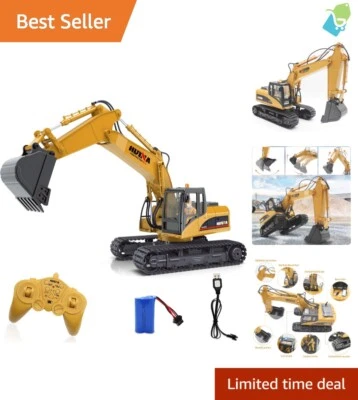 Juguete excavadora de control remoto de 15 canales - Excavadora de función completa con pala de metal Foto 1 de 4