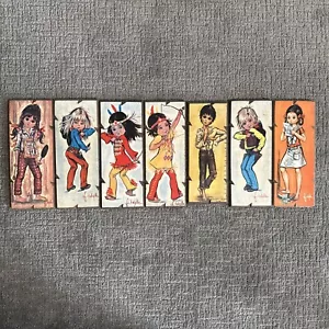 7 Vintage MCM F. Idylle/Jolylle Big Eyes School Girl Wood Art Italy 4” X 9.5” - Picture 1 of 15