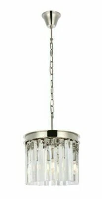 Chandelier Polished Nickel Kitchen Island Crystal Pendant 3 Light Fixture 12 in - Image 1 of 4