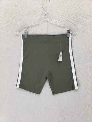 Forever 21 Mujer Calzas Cortas Medianas Verdes Rayas Mezcla de Algodón Pull On Activas Foto 1 de 4