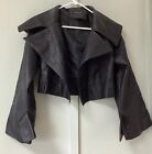 Simplee Womens Cropped Size Small Black Open Front Jacket Long Slee