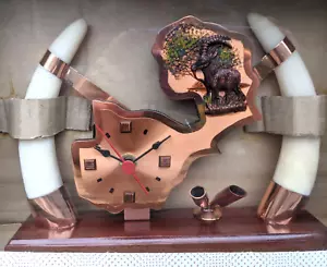 70er Jahre Kitsch Gastone Kupfer Mantel Tischuhr Sambia Afrika versiegelt! - Bild 1 von 4