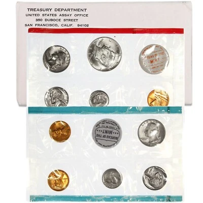 1968 Mint Set Original Envelope 10 Brilliant Uncirculated Coins 40% Silver Half - Image 1 of 4