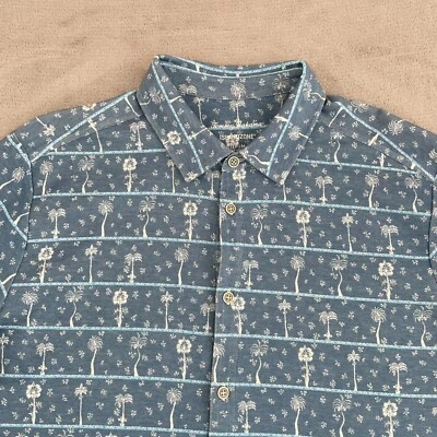 Tommy Bahama Camp Shirt Men Large Breezeway Palms Blue Allure IslandZone NWOT - Image 1 of 4