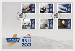 iom 2024 man boat ship 200 year RNLI 1824 William Hillary harbour port 6v FDC PJ - Picture 1 of 1
