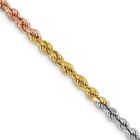 14K Tri-color Gold 2.9mm Rope Chain Necklace 20" for Women Men