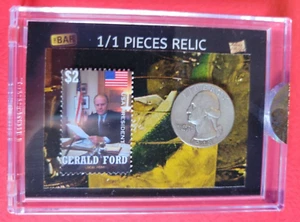PRESIDENTE GERALD FORD LIFE MAG SELLO 1948 CUARTO RELIQUIA PLATA TARJETA #d1/1 1 de 1 - Imagen 1 de 3