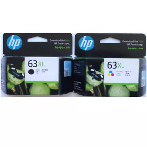 New HP 63 XL Black & Tri-color Ink Cartridge Genuine OEM Original Sealed 2026 - Picture 1 of 2