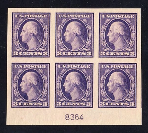 1916 US SC 484 Washington Imperf Plate Block of 6 #8364 - MNH XF/Sup Gem - Picture 1 of 3