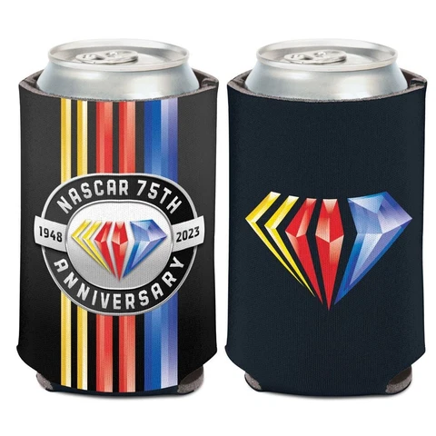 Black NASCAR 2023 75th Anniversary Logo Can Hugger 12oz Cooler Cover