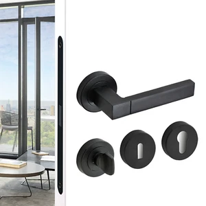Decoranddecor Lumina Black Door Handles Internal - Door Lever Handles Square - Picture 1 of 14