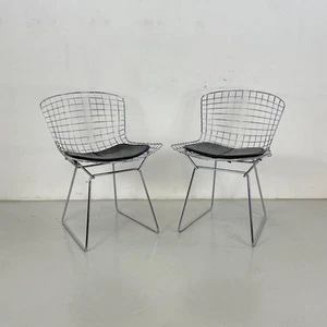 2 x VINTAGE HARRY BERTOIA CHROM BEISTELL ESSZIMMER STÜHLE MIDCENTURY FÜR KNOLL #4601 - Bild 1 von 13