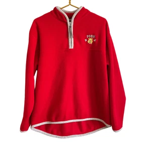 Vintage Pooh Sweatshirt Women's M Red 1/4 Zip Fleece Cozy 90s Lightweight  - Picture 1 of 5