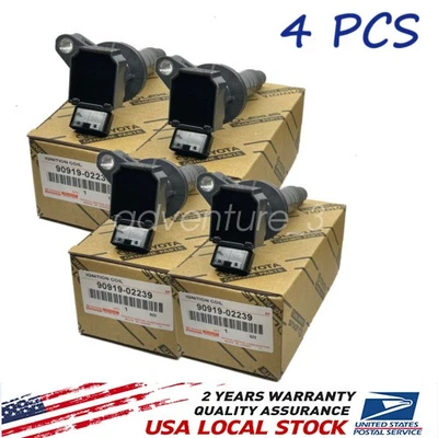 4PCS Genuine 90919-02239 Denso Ignition Coil For Toyota Matrix Corolla 1.8L - Image 1 of 4