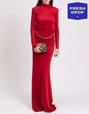 PVP €800 ELISABETTA FRANCHI Maxi Vestido IT40 US4 UK8 S Espalda Abierta Hecho en Italia Foto 1 de 4